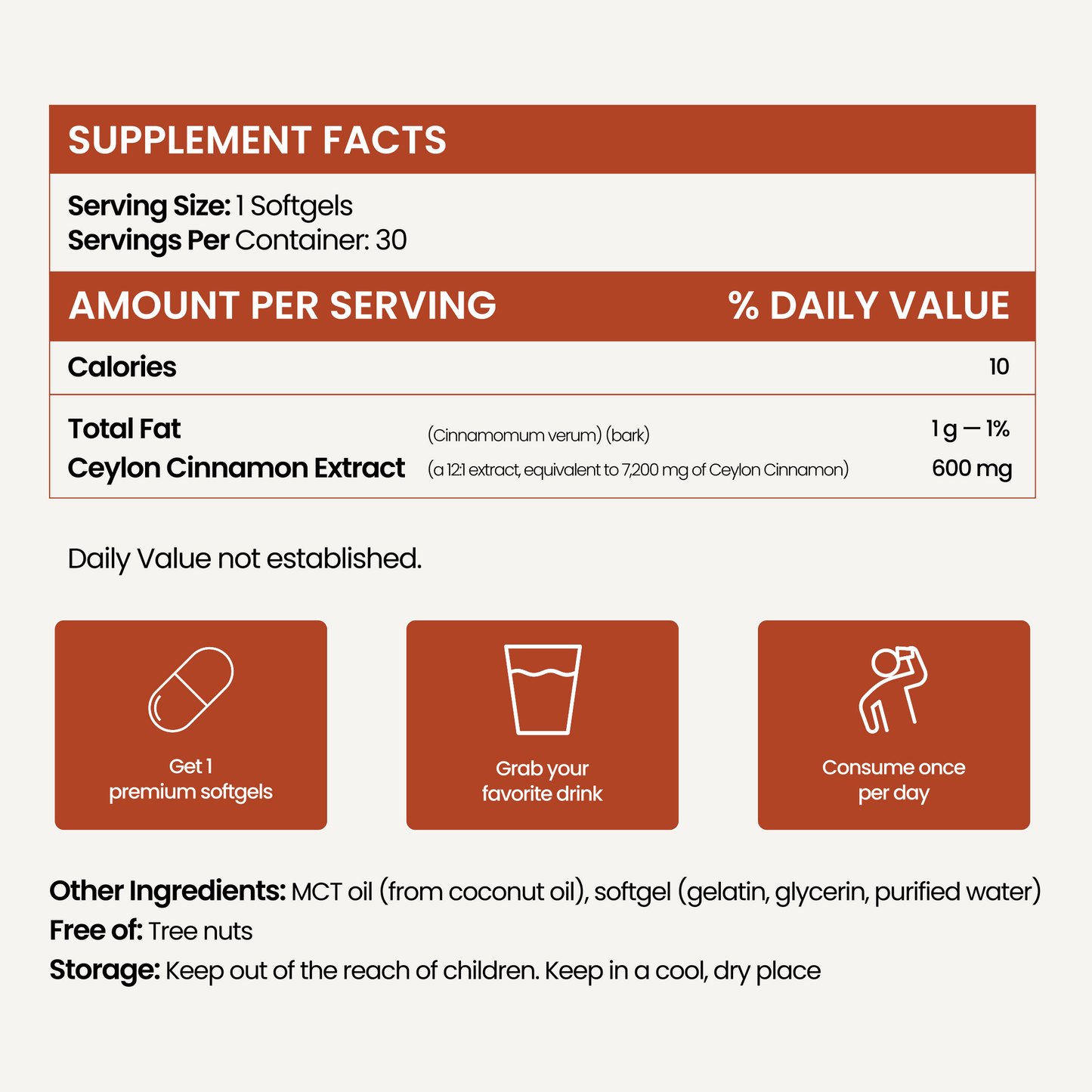 Ceylon Cinnamon 7200mg Equivalent with MCT Oil