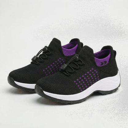 Spazierschritt Orthopädische Schuhe Strickstoff - Lila Schwarz