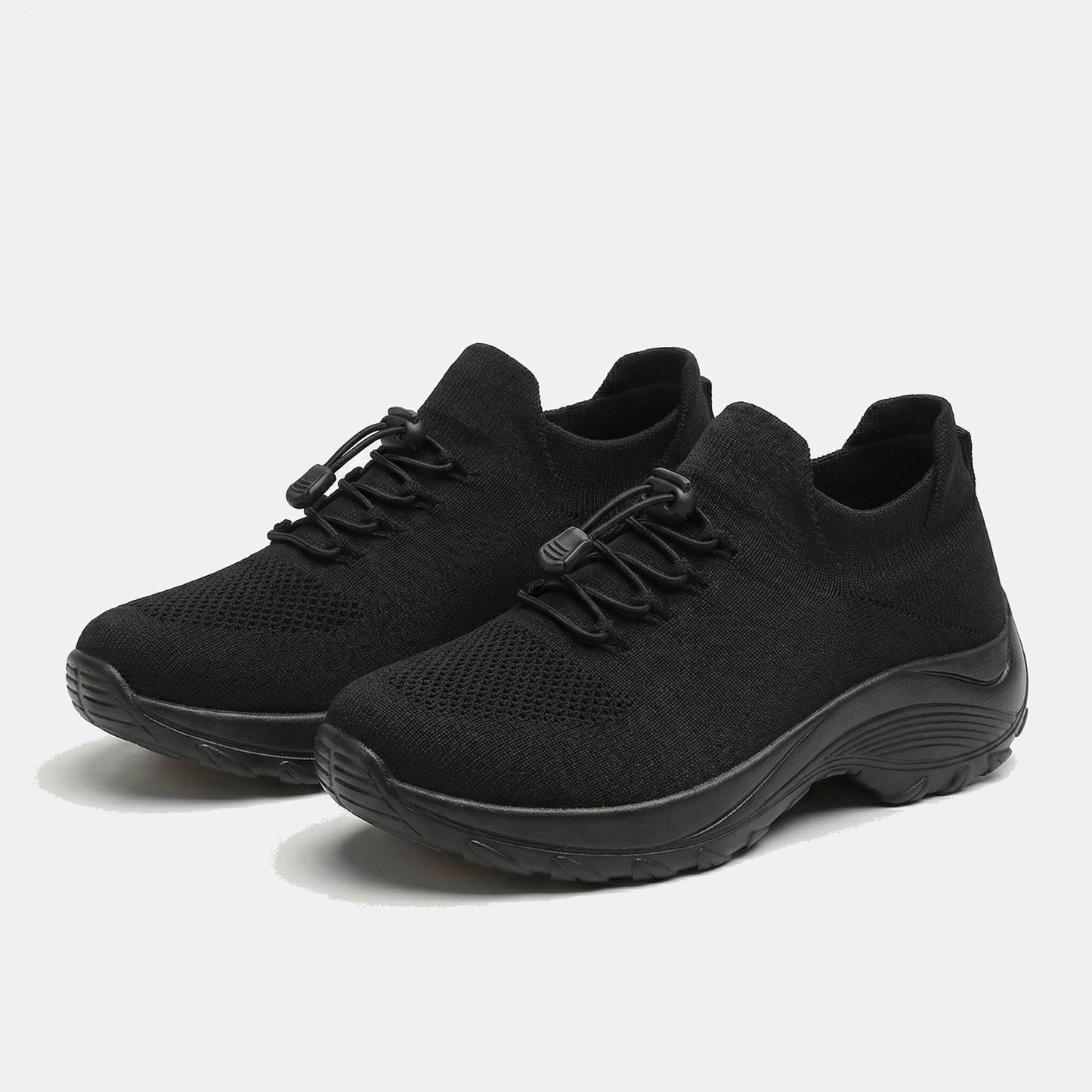 Spazierschritt Orthopädische Schuhe Strickstoff - Alles Schwarz