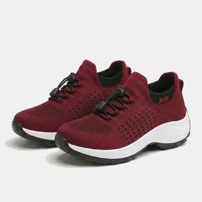 Spazierschritt Orthopädische Schuhe Strickstoff - Schwarz Rot