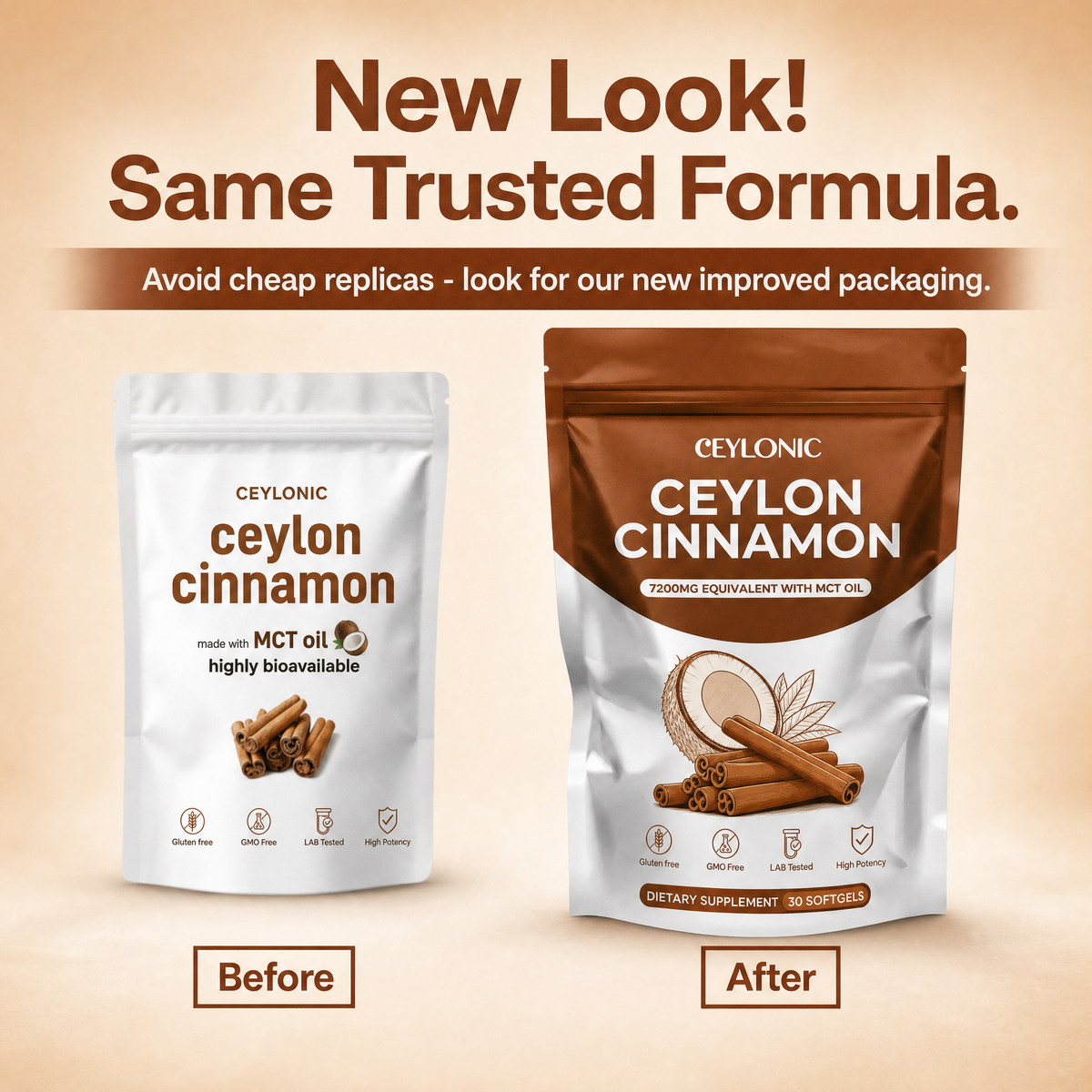 Ceylon Cinnamon 7200mg Equivalent with MCT Oil
